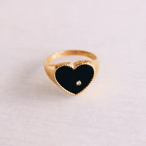 Black Heart Steel Ring