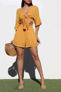 Mustard Front Tie Romper