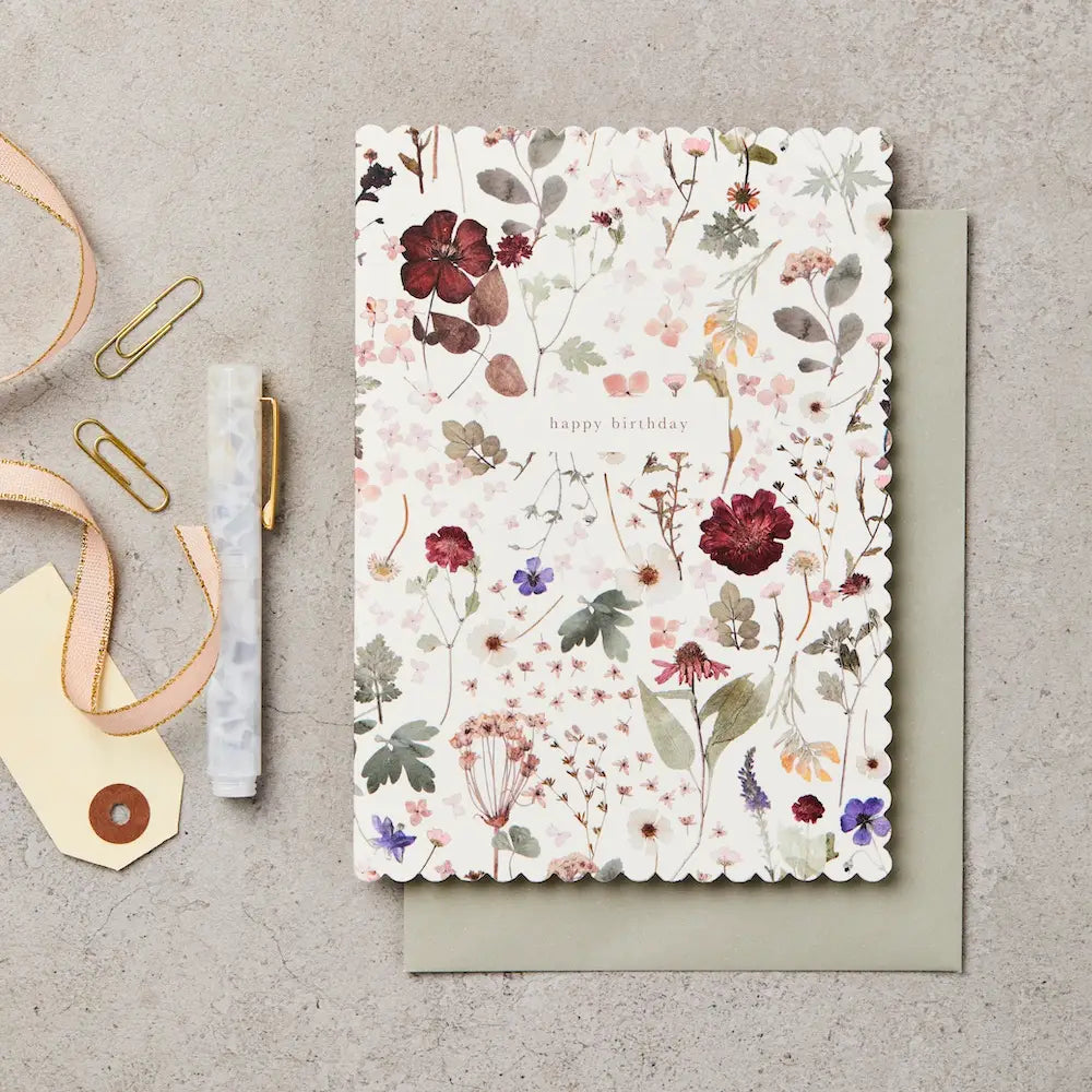 Pressed Floral Birthday Card