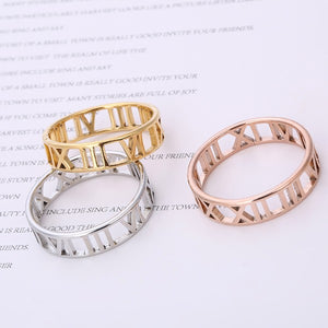 Hollow Roman Numeral Ring Gold