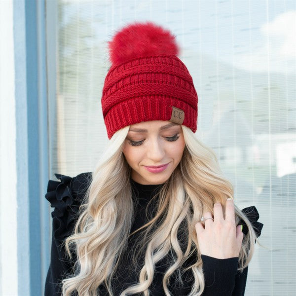 C.C Stamped Pom Beanie