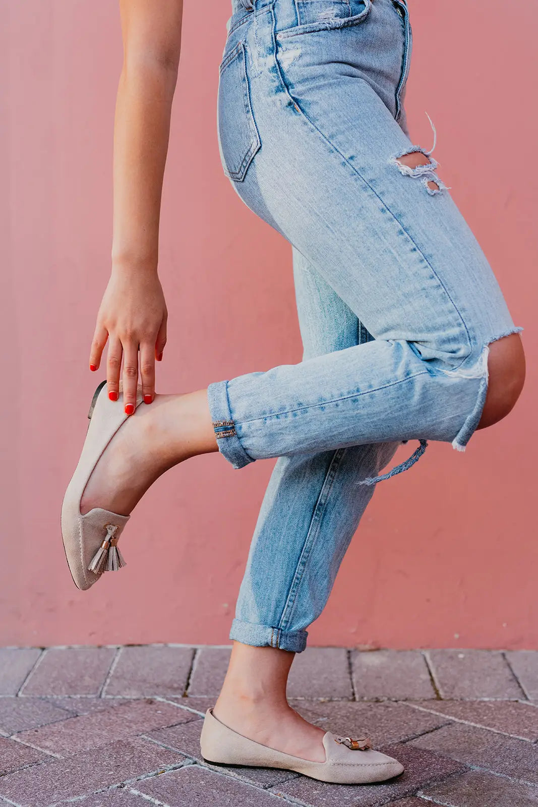 Taupe Tassel Loafers