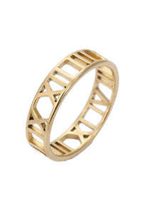 Hollow Roman Numeral Ring Gold
