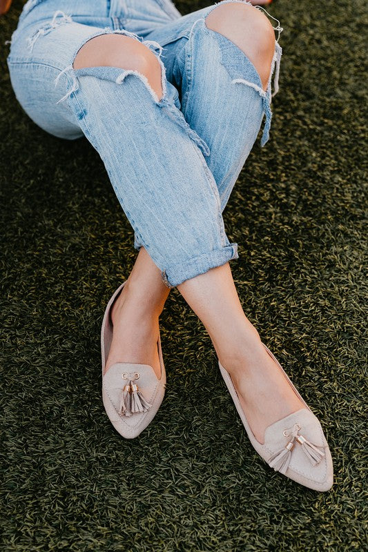 Taupe Tassel Loafers