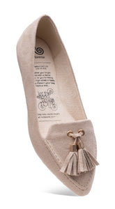 Taupe Tassel Loafers